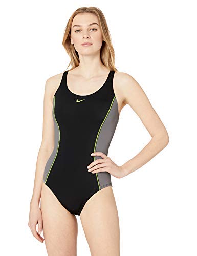 Nike Swim Women's Color Surge Powerback One Piece Swimsuit Swimwear, Gunsmoke, Large #TOP26