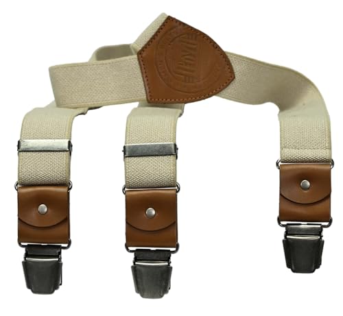 LLOYD-hängslen 35 mm läderbaksida klämmor storlek 120, Natur, 120