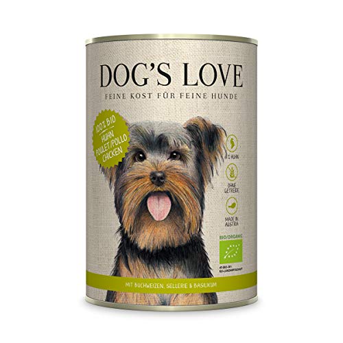 DOG'S LOVE Hundefutter nass getreidefrei in 100% Bio-Lebensmittelqualität Aller Rohstoffe und hohem Fleischanteil, Premium Nassfutter Made in Austria – von Veterinären geprüft – Huhn Adult (6 x 400g)