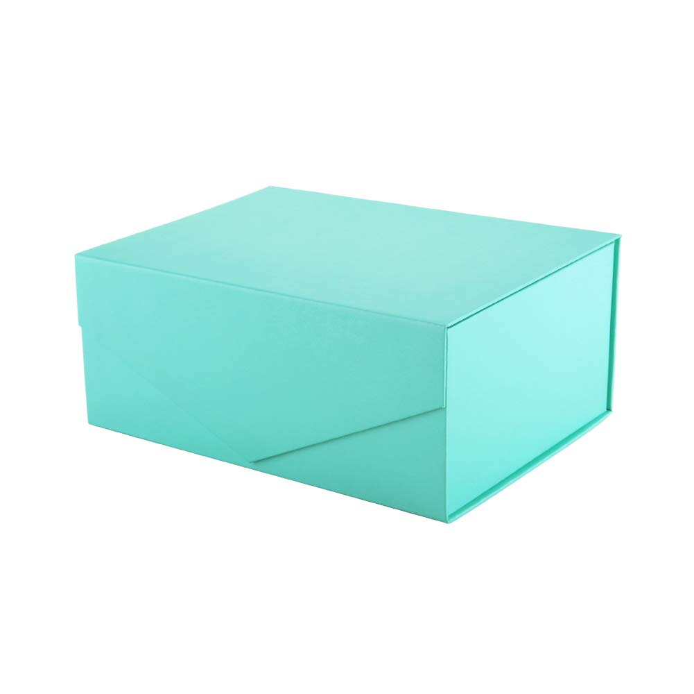 PACKHOMEGift Box 9x6.5x3.8 Inches, Bridesmaid Box, Rectangle Collapsible Box with Magnetic Lid for Gift Packaging (Matte Turquoise, Grain Texture)