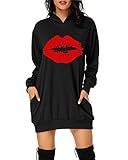 ❤️Frauen Hoodie Kleid von Auxo, Langes Pullover Kleid mit Taschen, Mini-Länge, oversized Regenbogen Kapuzenpullover tunika tops, Herbst Mini Kleid Perfekt für Herbst.