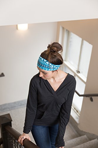 Riptgear Stretch Sport Headband For Women (Tribal Blue) — Made Of Non-Slip Sweat Wicking Fabric — Great For Yoga, Running Or The Gym — Soft Headband That Fits Most Head Sizes — (1-Pack) #TOP6