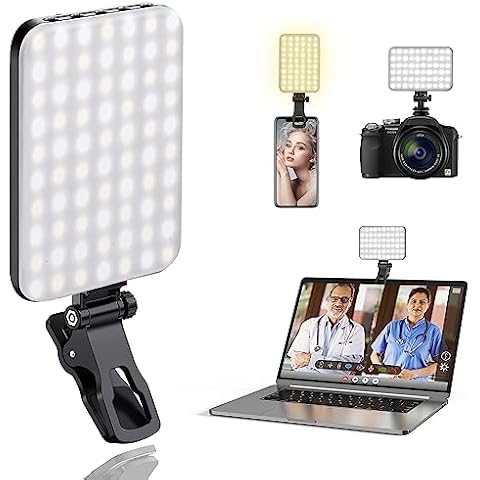 ALTSON 60 LED Portable Selfie Light Video Conference Lighting with Clip & Camera Tripod Adapter Rechargeable 2200mAh CRI 97+, 3 Light Modes for Phone iPhone Webcam Laptop Photo Makeup Cover