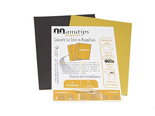 Hojas Magnéticas Adhesivas A4 Pack 5 | Láminas Imán para Fotos Nevera | Papel Magnético Recortable Manualidades | 0,6mm Grosor | AIMAN GZ
