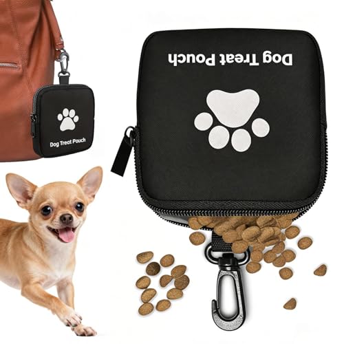 Treat Pouch ? Oxford Cloth Small, Paw Print Holder Training Waist Bag | Portable Zippered Puppy Food Snack Toy Carrier for Outdo