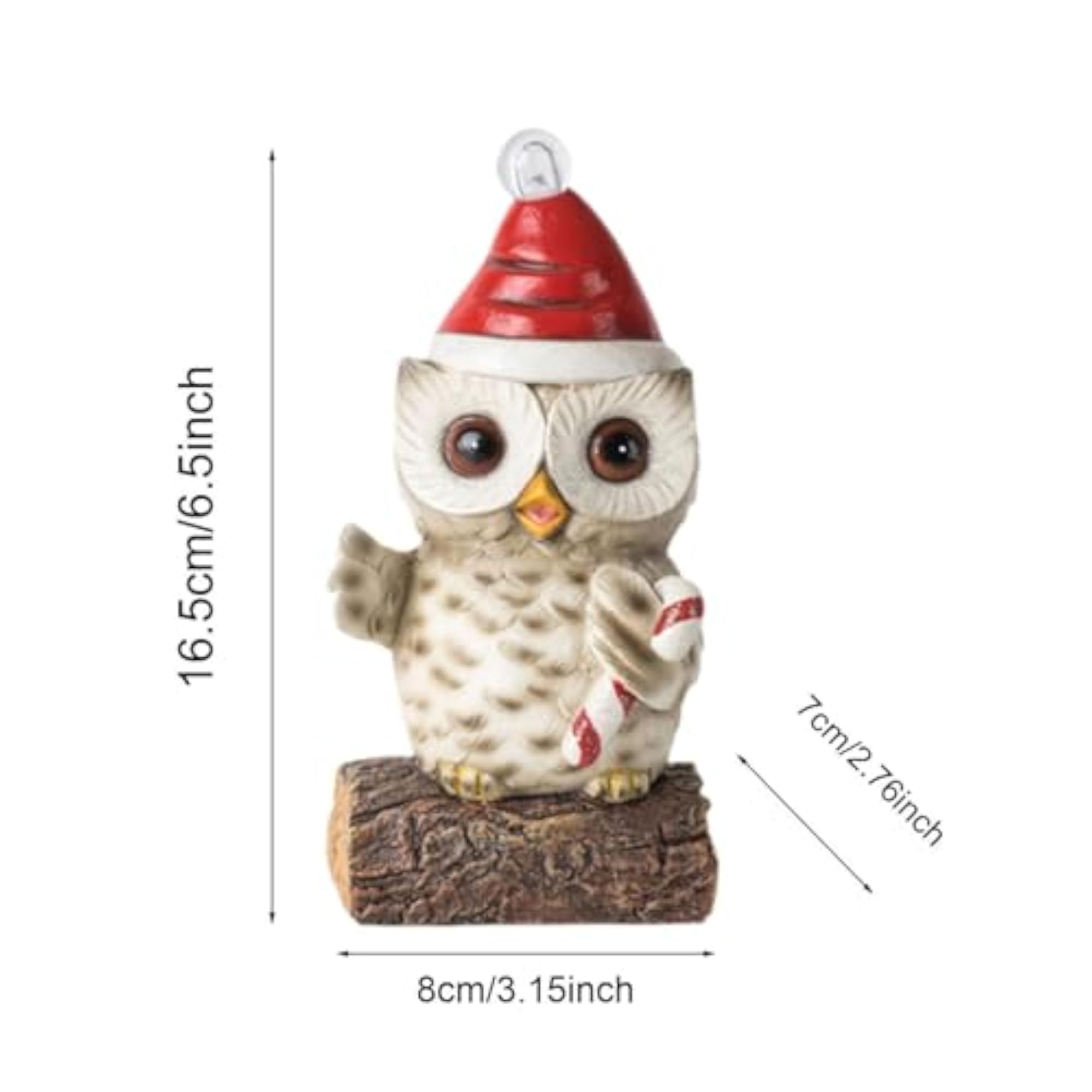 Christmas Owl Sculpture with Light Decor Figurine