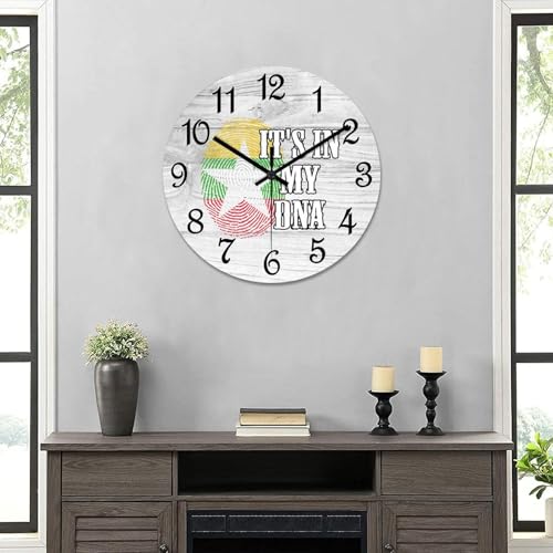 Reloj de pared de madera de Birmania de 38 cm con diseño redondo de bandera 7
