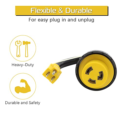 Apeixoto 30Amp To 15Amp Rv Adapther Cord With Locking Connector, Nema 5-15P Male To L5-30R Twist Lock Female Electrical Power Dogbone Stw 10 Gauge Rv Trailer Camper 12Inch #TOP2