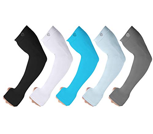 SHINYMOD 5 Pairs Compression Sleeves for Arm Cooling UV Sun Protection Tattoo Cover Sleeves for Sports Cycling Golf