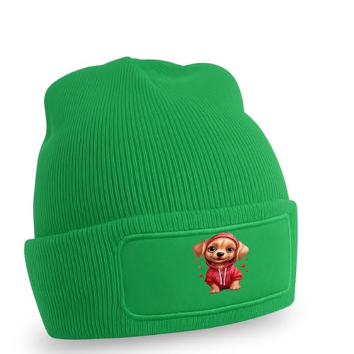 Puppy Dog Red Hoodie Heart Pattern Beanie Pet Owners Puppy Lovers Animals Love Valentines Day Gift For Him And Her O/S