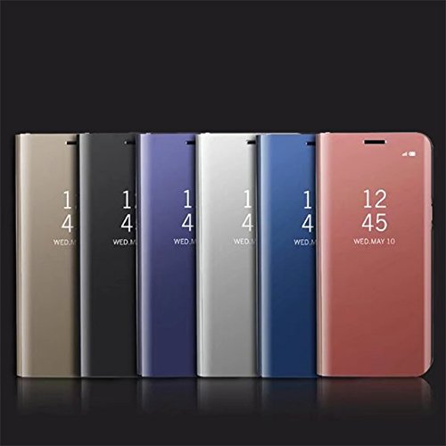 Galaxy Note 5 Case,Shinetop Smart Clear View Window Electroplate Plating Stand Pc Mirror Flip Folio Case Cover Ultra Slim Thin Full Body Protective Case For Samsung Galaxy Note 5 With Kickstand-Black #TOP5