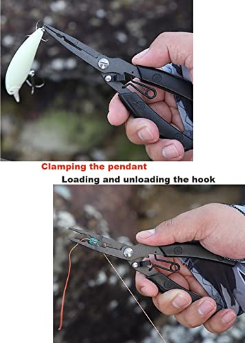 Hzxinwang Fishing Pliers, Aviation Aluminum Fishing Pliers Line Cutters, De-Hookers, Fishing Tool Sets, Weaving Scissors, Saltwater Resistant Fishing Gear (Lightweight Model, Black) #TOP5