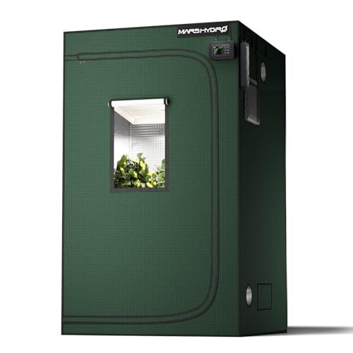 MARS HYDRO 4x4 Grow Tent Pro 48x48x80 2000D Thickened Polyester Canvas & High Reflective Mylar Larger Observation Window Controller & Socket Hanger for TSW2000/FC4800/FC-E4800 Indoor Plant Growing