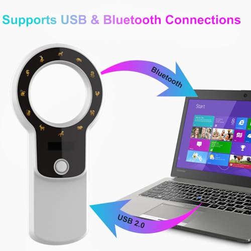 Rabitpos Leitor de microchip Bluetooth para animais de estimação, 1024 de armazenamento de dados RFI