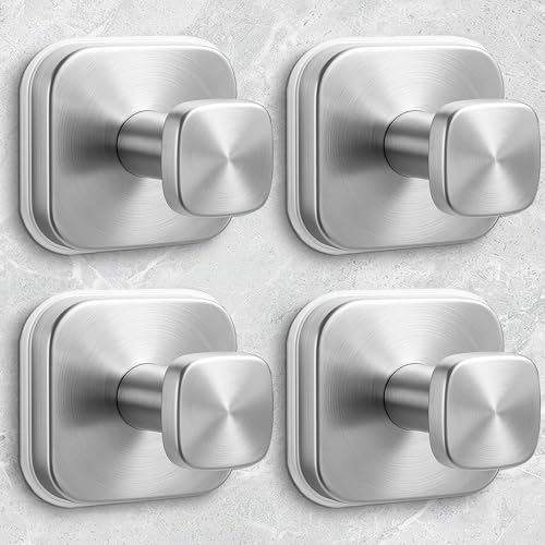 WingWider Shower Hooks for Inside Shower,Reusable Suction Cup Hooks for Glass Window,Mirror,Removable Towel Hooks for Bathroom,4 Pack(Silver)