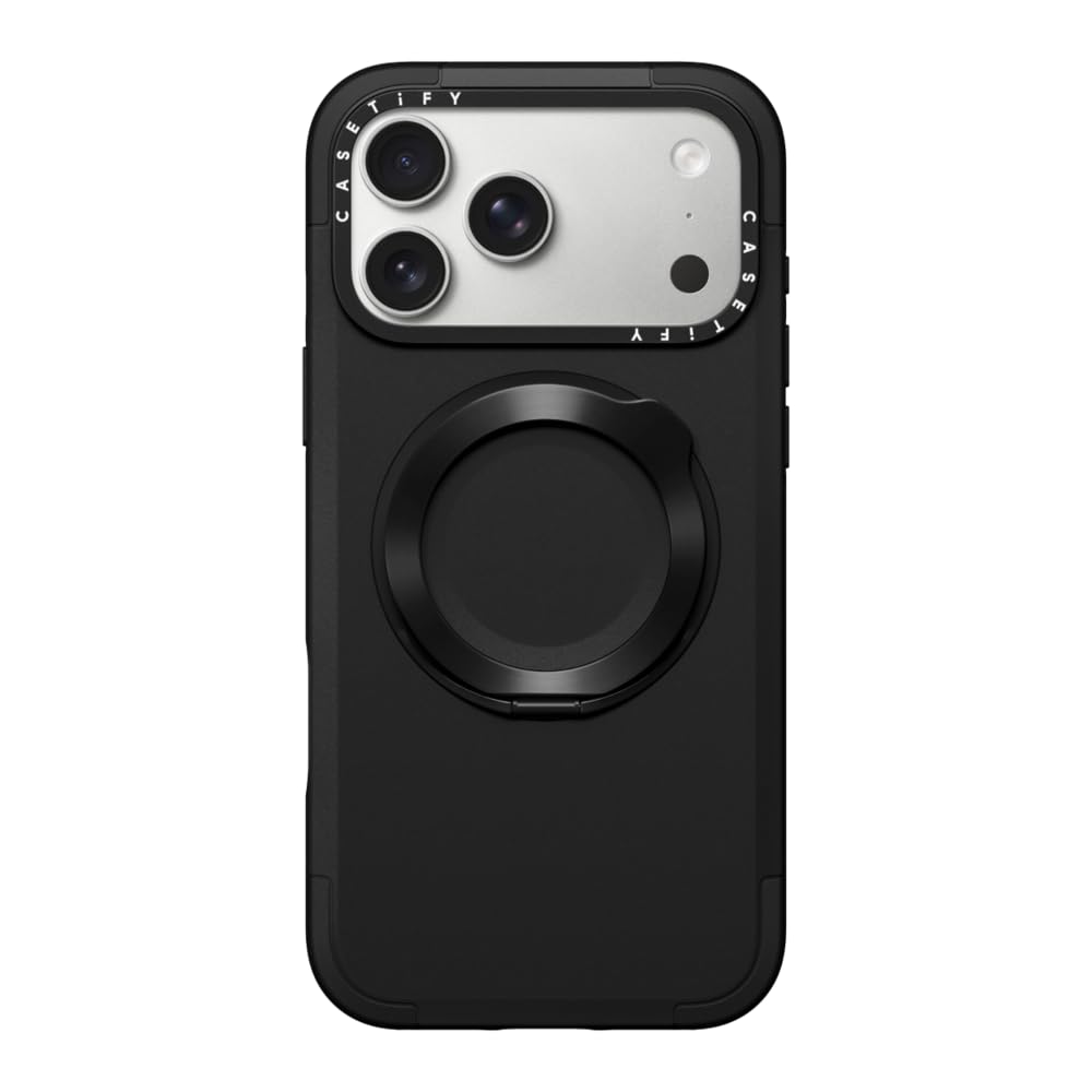 CASETiFY Force Ring - Custodia con supporto per iPhone 17 Pro Max, supporto a 360°, anti-impronte, compatibile con Magsafe, colore: Nero