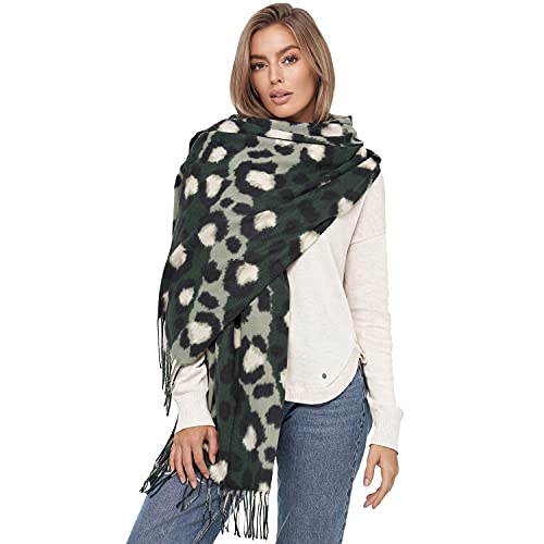 Gloop Bufanda XXL acogedora, cálida y hermosa poncho para mujer, de gran tamaño, 02661, Grün Beige 02662a19, Talla única Cover