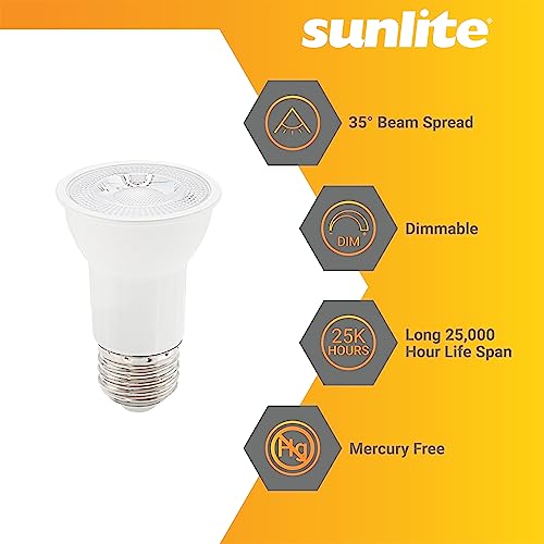 Sunlite 40385 Led Par16 Long Neck Recessed Spotlight Bulb, 7 Watt, (75W Halogen Replacement), 500 Lumens, Medium (E26) Base, Dimmable, Etl Listed, 6 Pack 2700K Warm White #TOP2