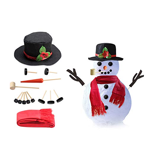 Hosfairy 13Pcs Snowman Decorating Kit Snowman Hat Scarf Eyes Nose Mouth Making Building Accessories for Winter Christmas Holiday Party Outdoor Toys Decoration