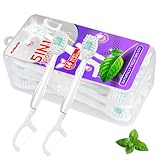 KUGUAN Mini Brushes-Disposable Toothbrushes 5 in 1 with Toothpaste + Floss + Pick + Tongue Scraper Travel Size Toothbrushes Portable for Work Travel 16pcs (Mint)