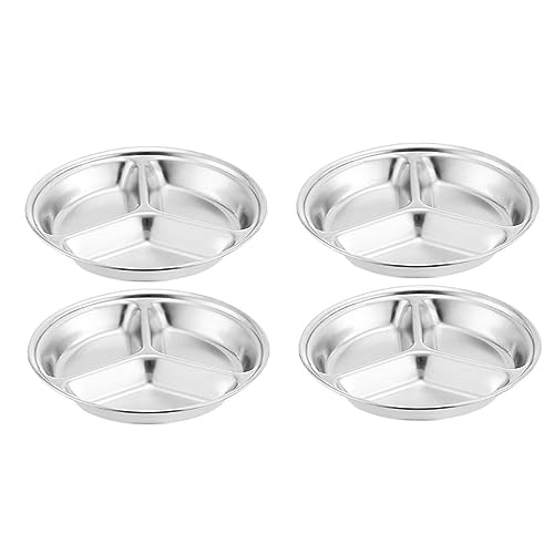 Alipis 4Pcs Stainless Steel Sauce Dishes Round Compartment Appetizer Plates for Dipping Food Grade Kitchen Gadgets for Soy Sauce Bbq Ketchup More