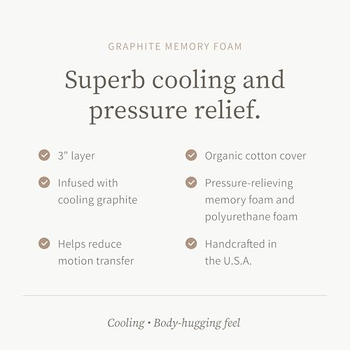 Image of Saatva Graphite Memory Foam Mattress Topper - 3 inch Memory Foam Layer - Enhanced Comfort & Cooling - Queen