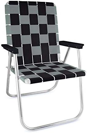 Lawn Chair USA - Outdoor Chairs for Camping, Sports and Beach. Chairs Made with Lightweight Aluminum Frames and UV-Resistant Webbing. Folds for Easy Storage (Classic, Black//Silver)
