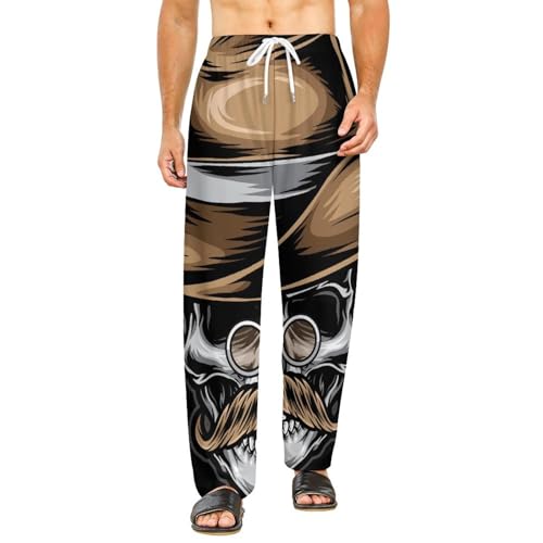 Bas de pyjama femme long pour soirées cocooning décontractées avec imprimé tête de mort S