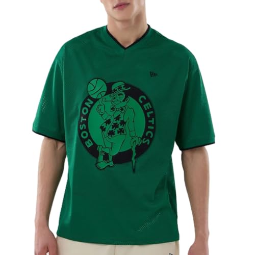 Camiseta de malla Boston Celtics New Era verde: ropa oficial de baloncesto NBA para hombre
