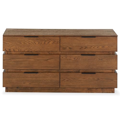SAFAVIEH Couture Collection Titus Medium Oak 6-Drawer Stacked Dresser (Fully