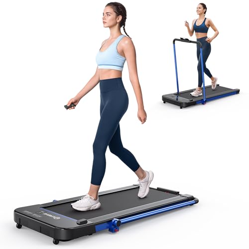 UREVO 2 in 1 Under Desk Treadmill, 2.5HP Folding Electric Treadmill Walking Jogging Machine for Home Office with Remote Control