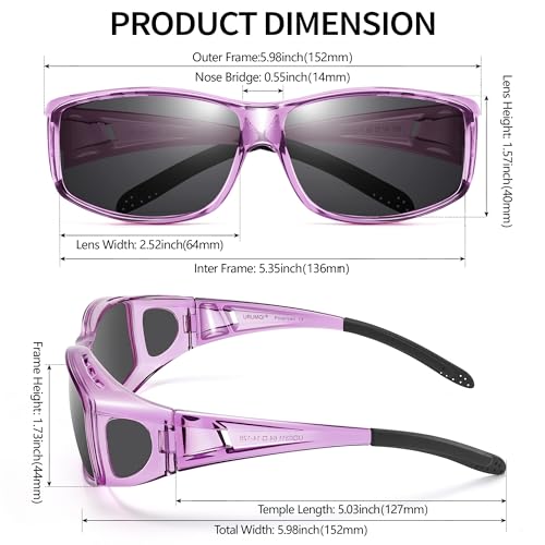 URUMQI Polarized Sunglasses Fit Over Glasses for Men Women, Wrap-around Driving Sunglasses 100% UV Protection3
