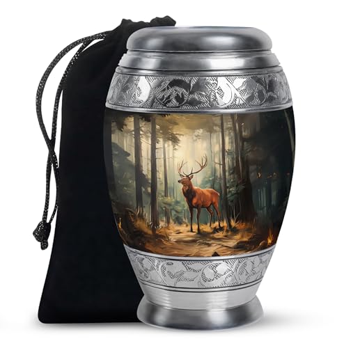 Image of Deer Urn for Ashes Unique Urns for Human Ashes Adult Female 10 Inch Large | Unique Cremation Urns for Human Ashes Adult Female, Memorial Funeral Urns for Women,