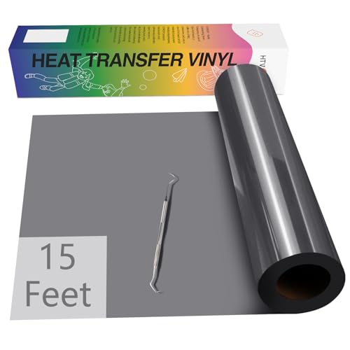 HTVRONT Heat Transfer Vinyl Dark Grey HTV- 12" x 15ft HTV Vinyl for Shirts