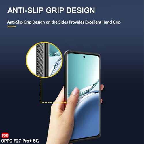 Image of TheGiftKart Liquid Silicon Back Cover Case for Oppo F27 Pro Plus 5G | Shockproof Military Grade Protection | Micro-Fibre Cloth On Inner Side | Built-in Anti-Slip Grip Back Cover Case (TPU, Black)
