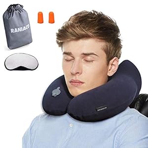 RANIACO Reiskussen, nekkussen, opblaasbaar met afneembare kussensloop voor het reinigen, comfortabel nekkussen met…