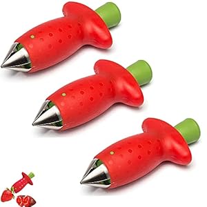 3 STKS Corers, Multi Claw Aardbei Huller, Top Stem Core Pit Remover, Aardbei Berry Stam Bladeren Remover, Keuken Aid Corer Gadget voor Fruit Berry Tomaat Groente, RVS Plasitc, Rood