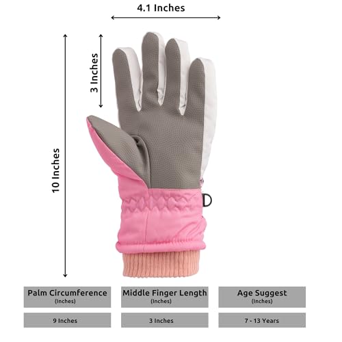 Playful Paws Kids Winter Gloves: Water-Resistant Snow & Ski Gloves for Boys & Girls Ages 7-13 - One Size Fits All!3
