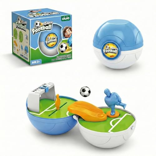 oiuio Mini Tabletop Football Game in a Ball, Travel-Ready Pocket Soccer Board Game with Launcher & Goalkeeper, Desktop Sports Toy for Kids Ages 3+