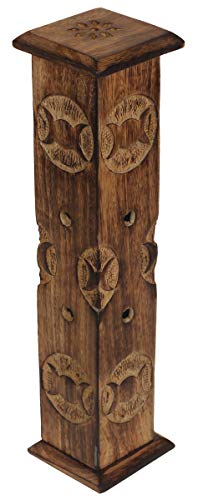 Incense Burner Stick Stand Holder Burner | Four Stick Holder Tray | Hand Carved Moon Design | Ash Catcher |12 Inches | Home Fragrance | Aromatherapy Meditation Pooja Yoga | Home Accessories #TOP1