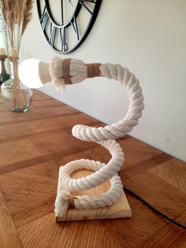Solenzo - Lampada da tavolo originale corda viticcia - lampada da comodino sul mare - lampadina E27 offerta (bianco)