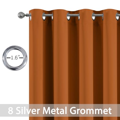 Yakamok Burnt Orange Curtains 84 Inches Length Blackout Curtain for Bedroom-Orange Room Darkening Thermal Insulated Grommet Drapes for Living Room, 52W x 84L, 2 Panels