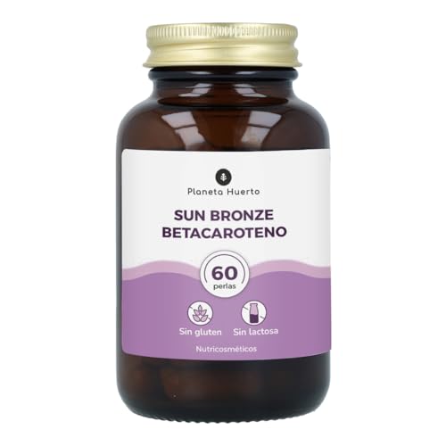 PLANETA HUERTO | Sunbronze Betacaroteno 60 Perlas, Suplemento Natural con Vitamina E - Sunbronze Antioxidante para la Piel, Apoya la Producción de Melanina y Refuerza el Sistema Inmunológico