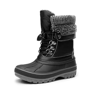 DREAM PAIRS Boys Girls Snow Boots Water-Resistant Outdoor Warm Cozy Anti-Slip Mid Calf Faux Fur Lining Insulated Winter Shoes for Little/Big Kids