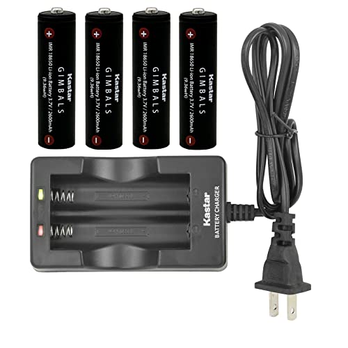 Kastar 4-Pack Gimbal Battery + AC Wall Charger Replacement for GMB-B117 GMB-B118, EVO GP-PRO, RAGE3 Rage (Gen 1), Zhiyun-Tech Crane V1 V2 3S/SE 3 LAB, WEEBILL-S LAB, Feiyu-Tech AK2000 AK4000 AK4500