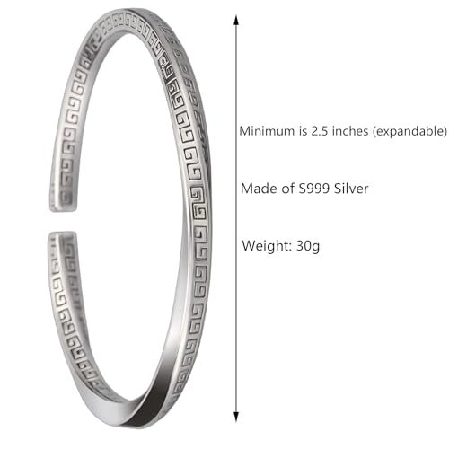 Pulsera rígida abierta de plata S925 para hombre miniatura 7
