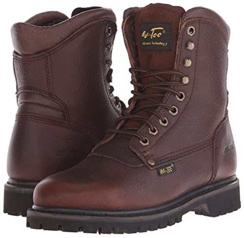 Ad Tec Men's 8In Heavy Duty Waterproof Grain Tumbled Leather Work Boots, Brown - Pu Outsole, Removable Eva Cushioned Insole #TOP6
