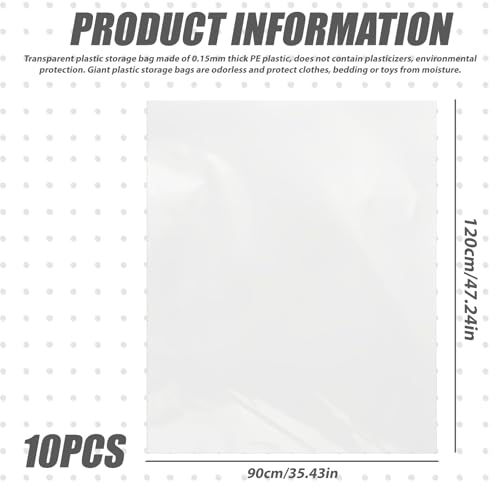 Bolsas de almacenamiento extragrandes de plástico transparente 90x120 cm 4