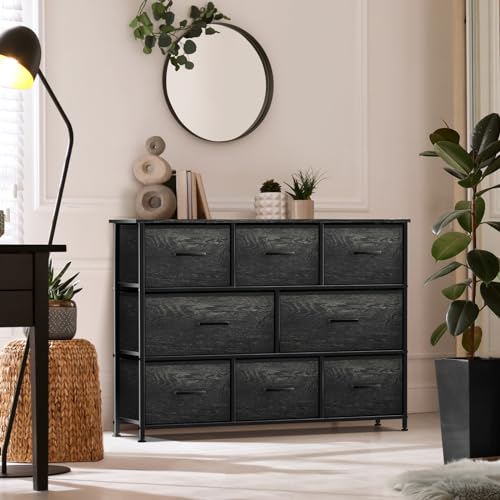 Sorbus Wide 8-Drawer Dresser, Wood Top & Fabric Drawers (Gray Wood) - image 2