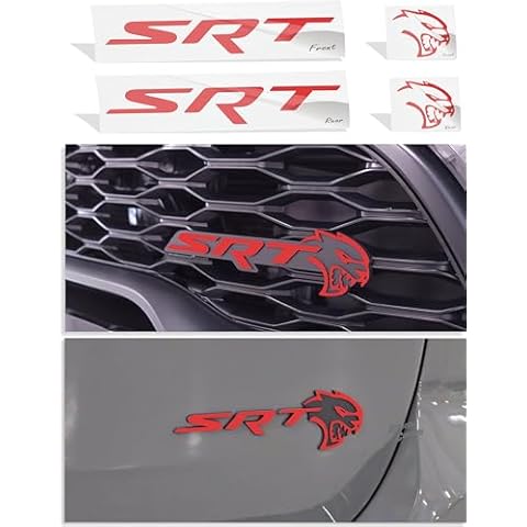 Reflective Concepts 2021, 2023 Durango SRT Hellcat Front and Rear SRT Emblem Overlay Decal Stickers - (Color: Reflective Red) Cover